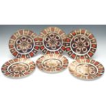 A set of six Royal Crown Derby 1128 Imari pattern dinner plates, 27cm diam,