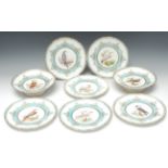 A set of English porcelain 'Birds of Prey' dessert service, in the style of John Randall,