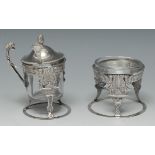 A 19th century French silver mustard and salt,
