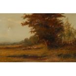 E Lawrence (19th century) Sheep Grazing in the Coppice signed, oil on canvas,