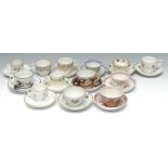 English Porcelain - various early 19th century and late teacups and saucers,