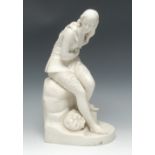 A Minton John Bell Parian figure, of Dorothea, seated on a rock, 34cm high,