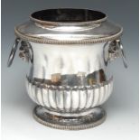 A George III Old Sheffield Plate half-fluted wine cooler, gadrooned borders, detachable liner,