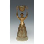 A 19th century Continental gilt metal and glass figural wager cup,
