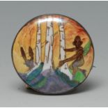 Daisy Makeig Jones - a Wedgewood Fairyland Lustre Woodland Aves III pattern circular brooch,