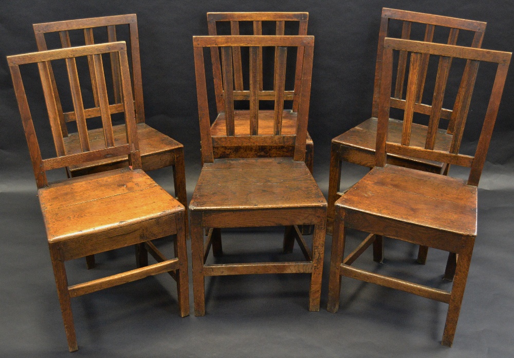 A set of six 19th century oak dining chairs