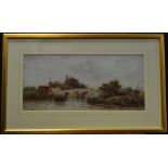 Francis E Jamieson (flourished 1910-1940) Rowing Boat by the Bridge signed, watercolour,