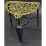 A substantial George III brass and iron footman, pierced top, 35cm high, c.