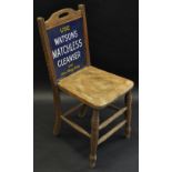 Advertising - an early 20th century chair, the cresting rail with hand hole,