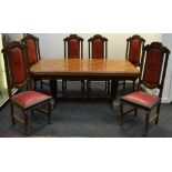 A 19th-Century-Neo-Renaissance style boardroom suite comprising of six Carolean Revival chairs,