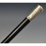 A George V silver mounted gentleman's walking cane,