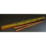 An early 20th century Twilad - Snukerpool British Made, cue; a Victorian split cane rod,