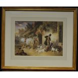 English School (19th century) Huntsman and Hounds signed with initials, watercolour,