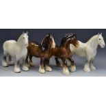 A Beswick brown shire horse, in grey, designed by Arthur Gredington, 22cm high, model no.