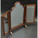 An early 20th century mahogany triptych dressing mirror,