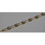 A 9ct gold and crystal hunting bracelet,