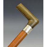 A 19th century walking stick, horn handle, silver collar engraved with Charles Matson, Dublin,