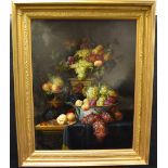 E*** Hollis (20th century) Still Life of Fruit, in a bowl signed, oil on board,