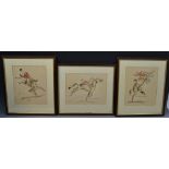 Mark Hankinson, by and after, a set of three humorous hunting prints, Back in the Stirrup,