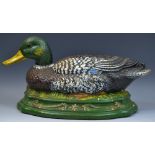 A cast iron mallard duck door stop,