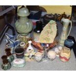 Ceramics - an Old Court ware lustre bough pot; a Jema mantel clock, lustre,