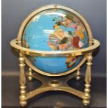 A table top gem globe, gilt stand,