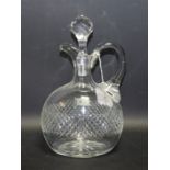 A cut glass flattened ovoid claret jug, etched with the flag of the White Star Line,