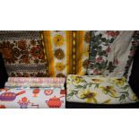 Interior Design - a pair of 1970's retro curtains decorated with flowers and geometric shapes in