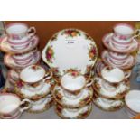 A Royal Albert Old Country Roses pattern part tea set, comprising cups, saucers, side plates,