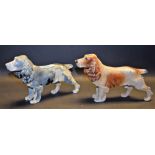 A pair of cold painted lead model spaniels, early 20th century, approx.