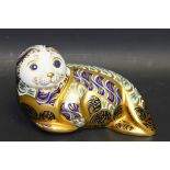 A Royal Crown Derby paperweight, Harbour Seal, limited edition 2122/4500, gold stopper,
