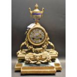 A French gilt metal mantel clock, the 8.