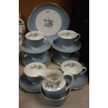 A Royal Doulton Rose Elegans part tea set, for six, comprising cups, saucers, cake plates,