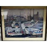 LS Lowry, after, Ashton-under-Lyne, Industrial Landscape, print, 55cm x 73cm,