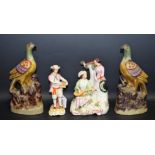 Ceramics - a mid 19th century Staffordshire flatback spill vase figure group of a lute player and