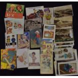 Postcards - early 20th century and later, including Mabel Lucy Attwell, Bamforth Tempest Kiddy,