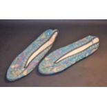 Vintage Fashion - a pair of hand made Chinese silk slippers,