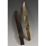 A bowie knife, the 18cm blade blade inscribed Hazard's Cowboy, Pheasant Brand,