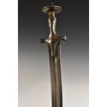 A 19th century North Indian tulwar, 75cm curved blade, the hilt with gold koftgari damascening,