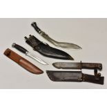 A British Type D Survival knife; a Norwegian hunting knife,