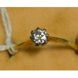 A diamond solitaire ring, round brilliant cut, approx 0.