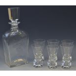 A 20th century Kosta clear glass decanter and six glasses, designed by Elis Berg,