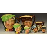 Toby jugs - a graduated set of three Sairey Gamp; Old Charley HN05420; others, smaller,