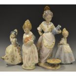 A Lladro figure, Japanese girl, with cooking pot; others,