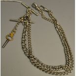 A George V silver Albert chain, Birmingham 1913; another, similar,