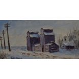 Betty Adams (20th century) Winter, The American Farm signed, oil on panel,