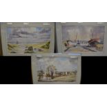 Charles Watts Paper Mill Farm signed, watercolour; another two by the same artist,