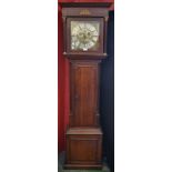 An anonymous George III oak and mahogany inlaid long case clock, flat top to hood,