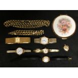 A lady's wristwatch; another; other lady's wristwatches; Stratton compact;