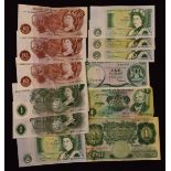 Banknotes - small quantity of UK banknotes: four £1 Somerset, crisp, four £1 O'Brienm, circulated,